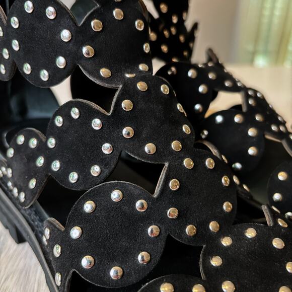 Alaia Paris Black Studded Suede Gladiator Sandals EU 38 US Sz 8 Designer Shoes - Picture 6 of 10
